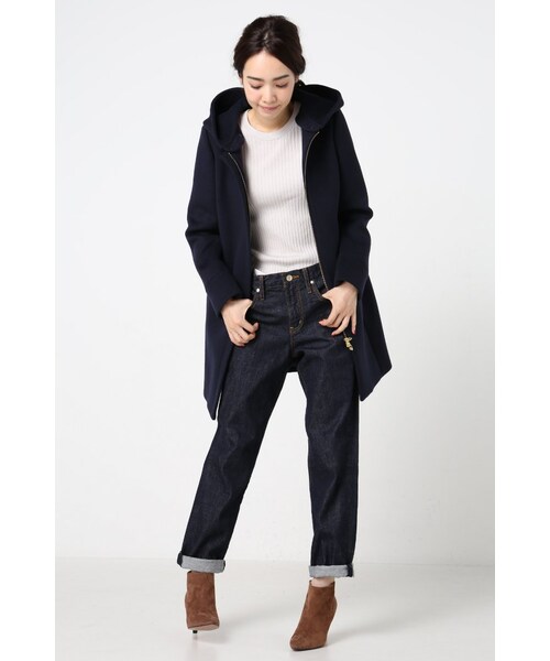 IENA（イエナ）の「《予約》二重織シャルム フード付きコクーンコート◆（ジャケット/アウター・レディース・ブラック/ホワイト/ネイビー・34/36/38/40）」の5枚目の写真