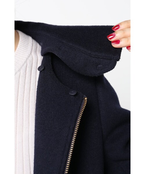 IENA（イエナ）の「《予約》二重織シャルム フード付きコクーンコート◆（ジャケット/アウター・レディース・ブラック/ホワイト/ネイビー・34/36/38/40）」の15枚目の写真