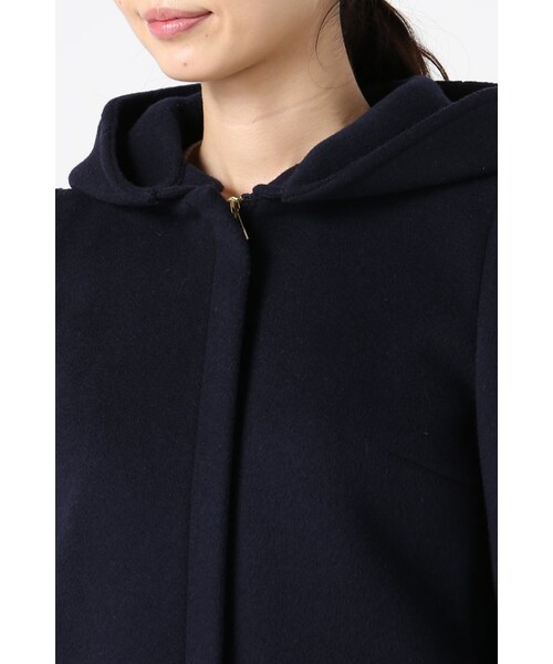 IENA（イエナ）の「《予約》二重織シャルム フード付きコクーンコート◆（ジャケット/アウター・レディース・ブラック/ホワイト/ネイビー・34/36/38/40）」の9枚目の写真
