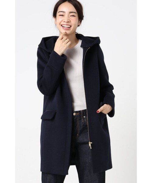 IENA（イエナ）の「《予約》二重織シャルム フード付きコクーンコート◆（ジャケット/アウター・レディース・ブラック/ホワイト/ネイビー・34/36/38/40）」の21枚目の写真