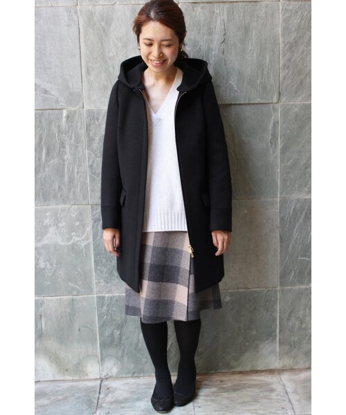 IENA（イエナ）の「《予約》二重織シャルム フード付きコクーンコート◆（ジャケット/アウター・レディース・ブラック/ホワイト/ネイビー・34/36/38/40）」の22枚目の写真
