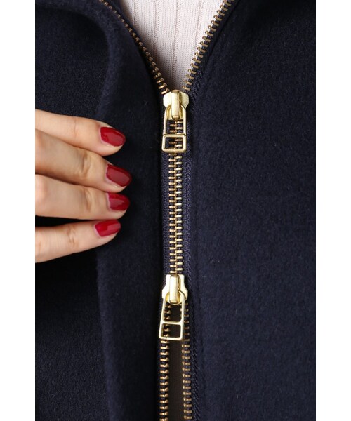 IENA（イエナ）の「《予約》二重織シャルム フード付きコクーンコート◆（ジャケット/アウター・レディース・ブラック/ホワイト/ネイビー・34/36/38/40）」の14枚目の写真