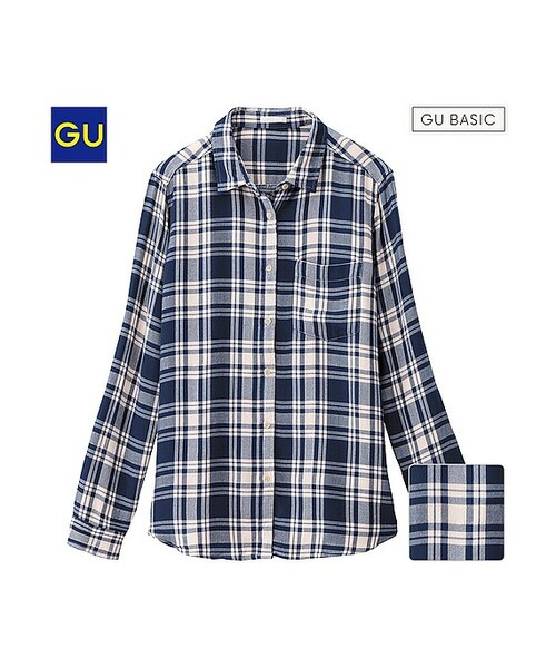 （GU）チェックシャツ（レギュラー・長袖）Ｂ