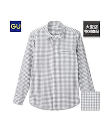 GU | （GU）ブロードチェックシャツ（ギンガム・長袖）(トップス)