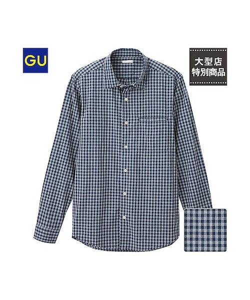 GU（ジーユー）の「（GU）ブロードチェックシャツ（ギンガム・長袖）（MEN ⁄ シャツ・メンズ・GRAY/NAVY/BLACK/RED・L/XL/S/M）」の3枚目の写真