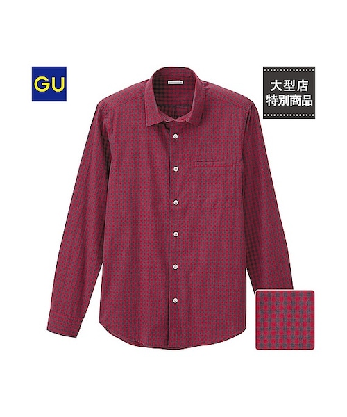 GU（ジーユー）の「（GU）ブロードチェックシャツ（ギンガム・長袖）（MEN ⁄ シャツ・メンズ・GRAY/NAVY/BLACK/RED・L/XL/S/M）」の4枚目の写真