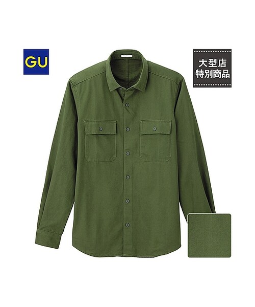 GU(ジーユー)の「(GU)ミリタリーシャツ(長袖)A(MEN ⁄ シャツ・メンズ・BLACK/OLIVE/BLUE・S/M/L/XL)」の3枚目の写真