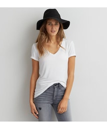 American Eagle | AEOライトジャージーVネックTシャツ(Tシャツ/カットソー)