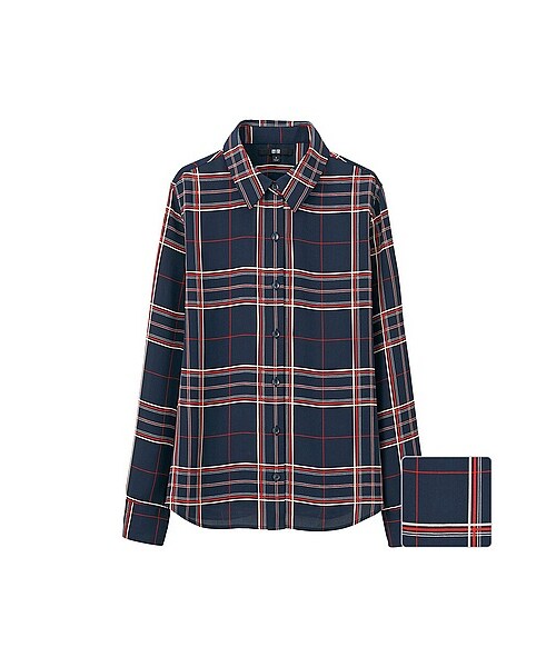 UNIQLO（ユニクロ）の「WOMEN エアリープリントブラウス（長袖）A（シャツ/ブラウス・レディース・BLACK/NAVY・L/XL/3XL/S/XXL/M）」の2枚目の写真