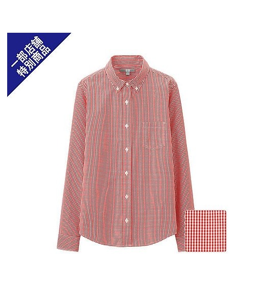 UNIQLO(ユニクロ)の「WOMEN エクストラファインコットンブロードチェックシャツ(長袖)A+E(シャツ/ブラウス・レディース・BLACK/NAVY/RED・M/S/XL/L)」の3枚目の写真