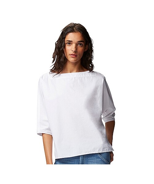 UNIQLO（ユニクロ）の「WOMEN エクストラファインコットンブロードTシャツ（7分袖）A＋E（シャツ/ブラウス・レディース・RED/BLACK/WHITE/NAVY・XL/M/L/S）」の2枚目の写真