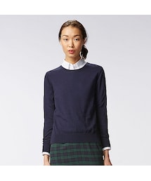 UNIQLO | WOMEN コットンカシミヤクルーネックセーター（長袖）(ニット/セーター)