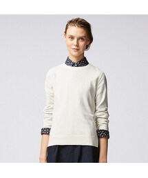 UNIQLO | WOMEN コットンカシミヤクルーネックセーター（長袖）(ニット/セーター)