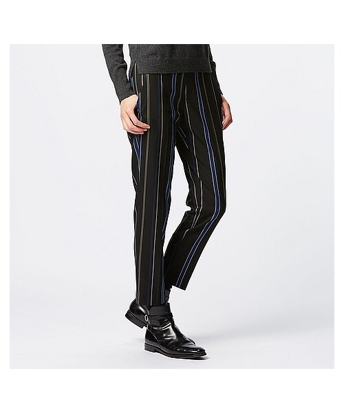 UNIQLO（ユニクロ）の「WOMEN アンクルパンツ（ワイドストライプ）（その他パンツ・レディース・BLUE/BLACK・3XL/S/XXL/L/M/XL）」の2枚目の写真