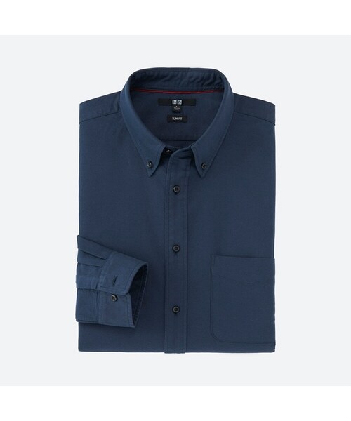 UNIQLO（ユニクロ）の「オックスフォードスリムフィットシャツ（長袖）（シャツ/ブラウス・メンズ・RED 16/OFF WHITE 01/PINK 12/DARK GRAY 08/BLUE 63/NAVY 69/BLUE 67・M/L/S/XL）」の5枚目の写真