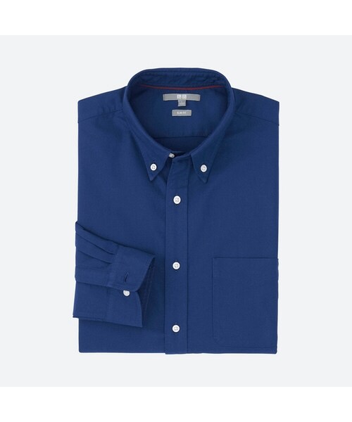 UNIQLO（ユニクロ）の「オックスフォードスリムフィットシャツ（長袖）（シャツ/ブラウス・メンズ・RED 16/OFF WHITE 01/PINK 12/DARK GRAY 08/BLUE 63/NAVY 69/BLUE 67・M/L/S/XL）」の6枚目の写真