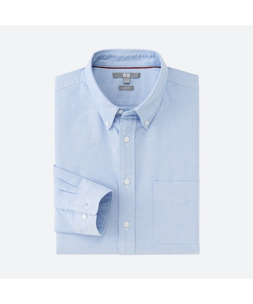 UNIQLO（ユニクロ）の「オックスフォードスリムフィットシャツ（長袖）（シャツ/ブラウス・メンズ・RED 16/OFF WHITE 01/PINK 12/DARK GRAY 08/BLUE 63/NAVY 69/BLUE 67・M/L/S/XL）」の4枚目の写真