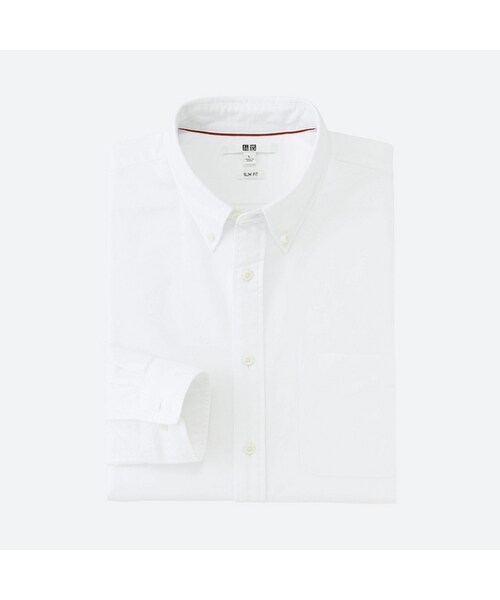 UNIQLO（ユニクロ）の「オックスフォードスリムフィットシャツ（長袖）（シャツ/ブラウス・メンズ・RED 16/OFF WHITE 01/PINK 12/DARK GRAY 08/BLUE 63/NAVY 69/BLUE 67・M/L/S/XL）」の2枚目の写真