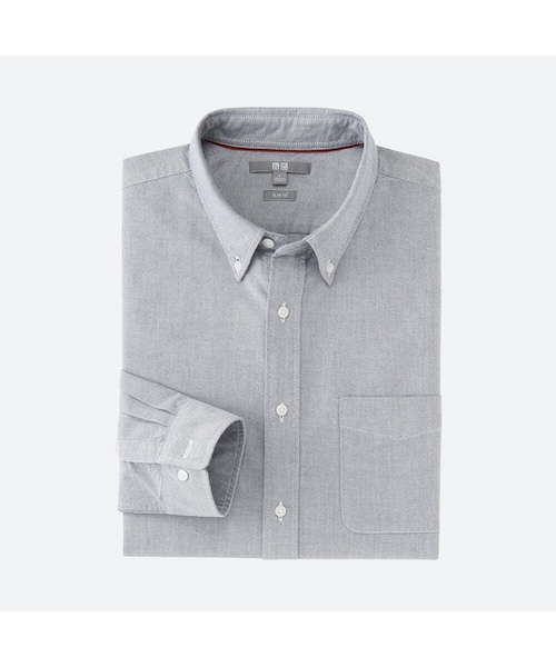 UNIQLO（ユニクロ）の「オックスフォードスリムフィットシャツ（長袖）（シャツ/ブラウス・メンズ・RED 16/OFF WHITE 01/PINK 12/DARK GRAY 08/BLUE 63/NAVY 69/BLUE 67・M/L/S/XL）」の3枚目の写真