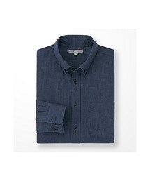 UNIQLO | MEN フランネルシャツ（無地・ボタンダウンカラー・長袖）(シャツ/ブラウス)