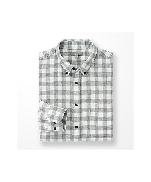 UNIQLO（ユニクロ）の「MEN フランネルチェックシャツ（ボタンダウンカラー・長袖）B（シャツ/ブラウス・メンズ・BLUE/GRAY・XXL/L/M/S/3XL/4XL/XL）」の2枚目の写真