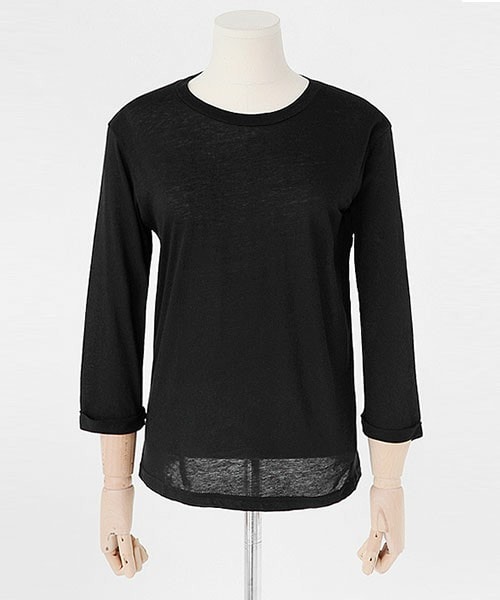 DHOLIC（ディーホリック）の「ディープカラーラウンドネックスリムTシャツ（Tシャツ/カットソー・レディース・ワイン/カーキ/マスタード/ブラック/アイボリー/グレー/ブラックグレー・FREE）」の3枚目の写真