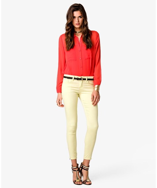 FOREVER 21（フォーエバー トゥエンティーワン）の「FOREVER 21 Colored Zippered Skinny Jeans（デニムパンツ・レディース・Black/White/Purple/Blue/Yellow・26/27/28/30）」の9枚目の写真