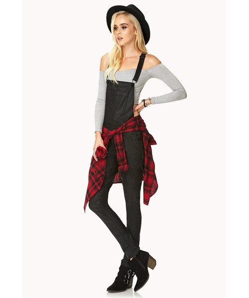 FOREVER 21（フォーエバー トゥエンティーワン）の「FOREVER 21 Forever Cool Coated Denim Overalls（その他パンツ・レディース・Black・30/31）」の4枚目の写真