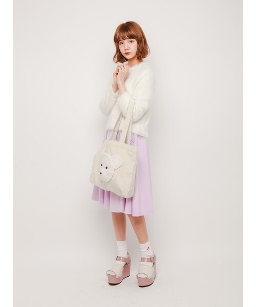 merry jenny（メリージェニー）の「ハイネックシャギーニット（トップス・レディース・オフホワイト/ブラック/ピンク/グリーン・F）」の7枚目の写真