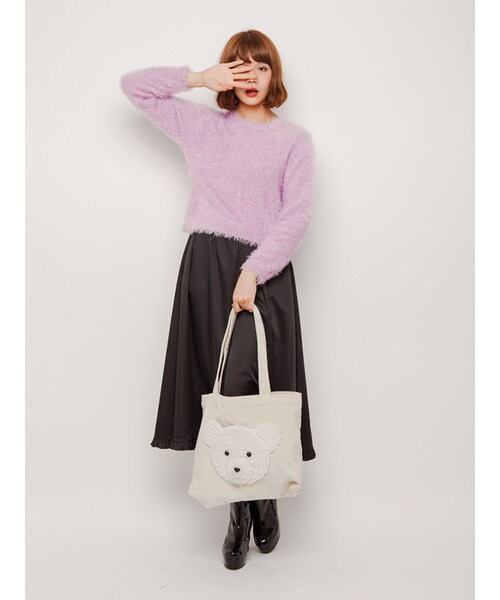 merry jenny（メリージェニー）の「ハイネックシャギーニット（トップス・レディース・オフホワイト/ブラック/ピンク/グリーン・F）」の8枚目の写真