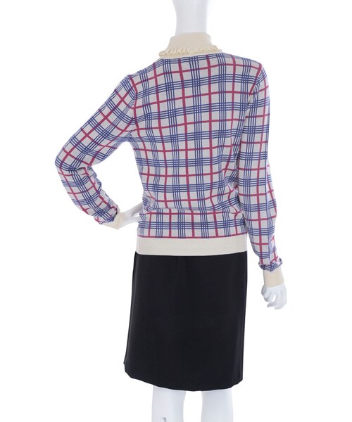 merry jenny(メリージェニー)の「チェックフリルタートルニット(トップス・レディース・オフホワイト/ワイン・F)」の7枚目の写真