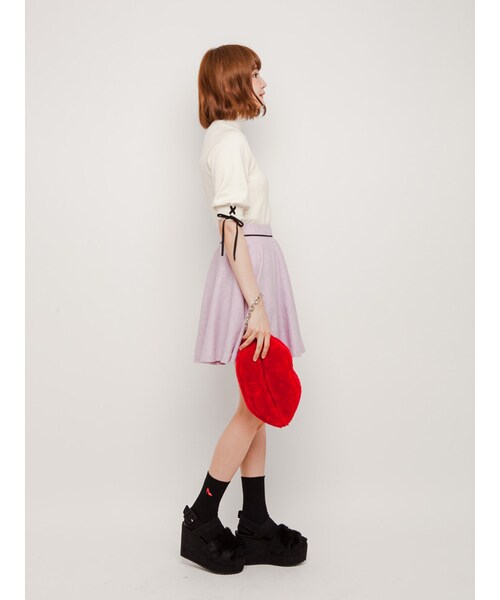 merry jenny（メリージェニー）の「配色パイピングサーキュラースカート（スカート・レディース・ホワイト/ブラック/ピンク・S/M）」の5枚目の写真