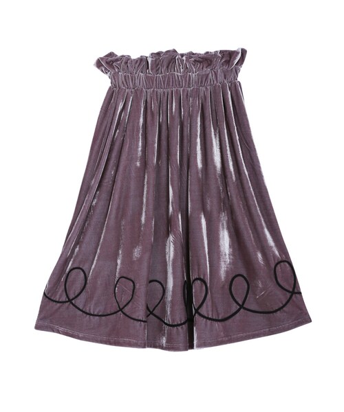 merry jenny（メリージェニー）の「くるくるベロアミモレスカート（スカート・レディース・ブラック/ベージュ・F）」の2枚目の写真