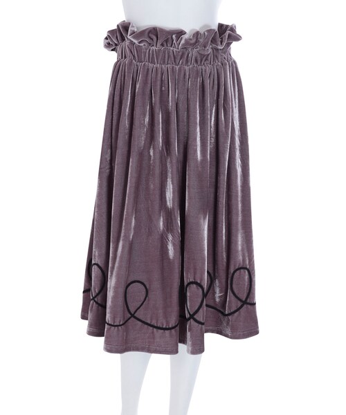 merry jenny（メリージェニー）の「くるくるベロアミモレスカート（スカート・レディース・ブラック/ベージュ・F）」の5枚目の写真