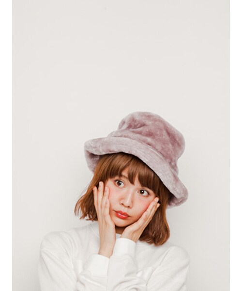 merry jenny(メリージェニー)の「Fur HAT(帽子・レディース・ブラック/ラベンダー・F)」の6枚目の写真