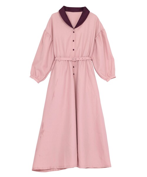 merry jenny（メリージェニー）の「配色ジョーゼットシャツワンピース（ワンピース/ドレス・レディース・ブラック/ピンク/オリーブ・F）」の3枚目の写真