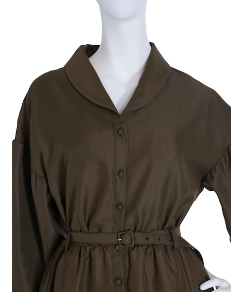 merry jenny（メリージェニー）の「配色ジョーゼットシャツワンピース（ワンピース/ドレス・レディース・ブラック/ピンク/オリーブ・F）」の9枚目の写真