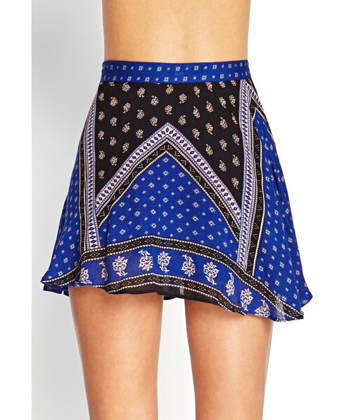 FOREVER 21(フォーエバー トゥエンティーワン)の「FOREVER 21 Woven Floral Skater Skirt(スカート・レディース・Blue・27)」の4枚目の写真
