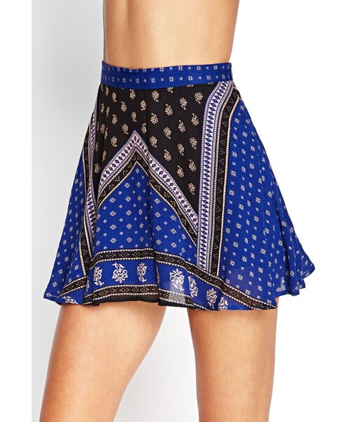 FOREVER 21(フォーエバー トゥエンティーワン)の「FOREVER 21 Woven Floral Skater Skirt(スカート・レディース・Blue・27)」の3枚目の写真