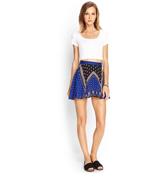 FOREVER 21(フォーエバー トゥエンティーワン)の「FOREVER 21 Woven Floral Skater Skirt(スカート・レディース・Blue・27)」の6枚目の写真