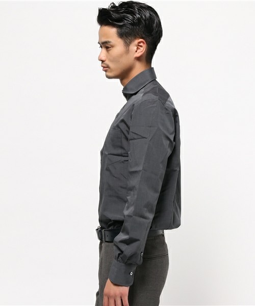 CROWDED CLOSET（クラウデッドクローゼット）の「コットンハケ目シャンブレーシャツ（シャツ/ブラウス・メンズ・ダークグレー/ネイビー/ダークパープル・MEDIUM/SMALL/LARGE/LL）」の5枚目の写真