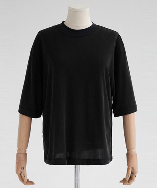 DHOLIC（ディーホリック）の「ハーフスリーブルーズフィットTシャツ（Tシャツ/カットソー・レディース・アイボリー/ベージュ/ブラックグレー/パープル・FREE）」の2枚目の写真