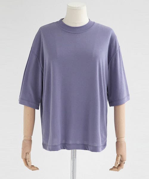 DHOLIC（ディーホリック）の「ハーフスリーブルーズフィットTシャツ（Tシャツ/カットソー・レディース・アイボリー/ベージュ/ブラックグレー/パープル・FREE）」の4枚目の写真