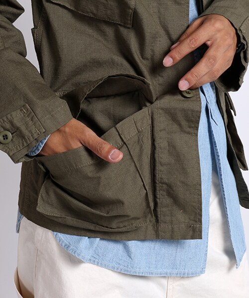 FREAK'S STORE（フリークスストア）の「リップストップジャングルファティーグシャツ（ジャケット/アウター・メンズ・オリーブ/ネイビー・M/L）」の12枚目の写真