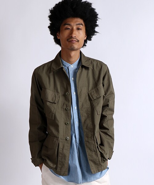 FREAK'S STORE（フリークスストア）の「リップストップジャングルファティーグシャツ（ジャケット/アウター・メンズ・オリーブ/ネイビー・M/L）」の4枚目の写真