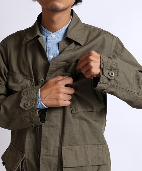 FREAK'S STORE（フリークスストア）の「リップストップジャングルファティーグシャツ（ジャケット/アウター・メンズ・オリーブ/ネイビー・M/L）」の10枚目の写真