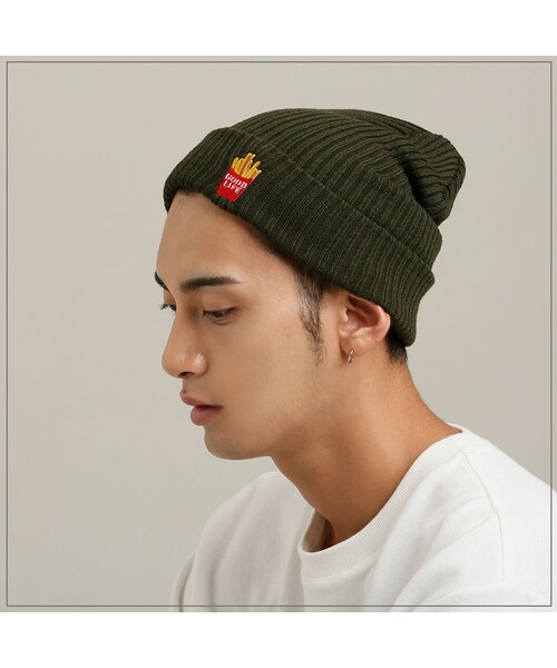 ROMANTIC CROWN（ロマンティッククラウン）の「FRENCH FRIES BEANIE_KHAKI（その他・メンズ・기타）」の3枚目の写真