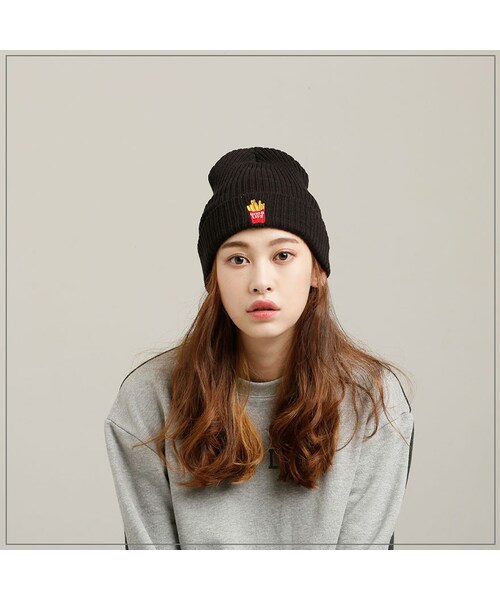 ROMANTIC CROWN(ロマンティッククラウン)の「FRENCH FRIES BEANIE_BLACK(その他・メンズ・기타)」の2枚目の写真