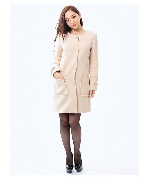 ロイヤルパーティー　ノーカラーコート♡美品 ロイヤルパーティー ROYAL PARTY ノーカラーコート○ （ピンク