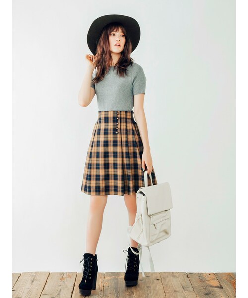 Dazzlin ダズリン の Dazzlin ニットコンビチェックワンピース ワンピース ドレス Wear